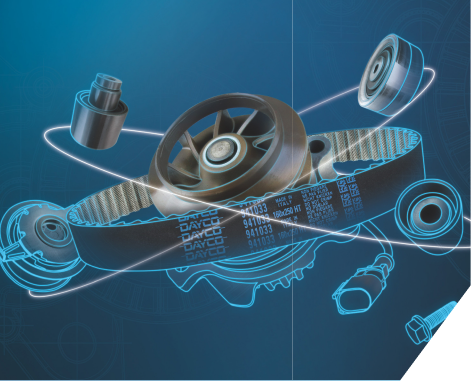 Dayco Aftermarket-Partner – Riementrieb mit Spannrolle, Umlenkrollen und Wasserpumpe in OE-Qualität